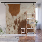 Brown Cowhide, Cow Skin Print Pattern Modern Cowhide Faux Leather Wall Mural Gallery Image 1