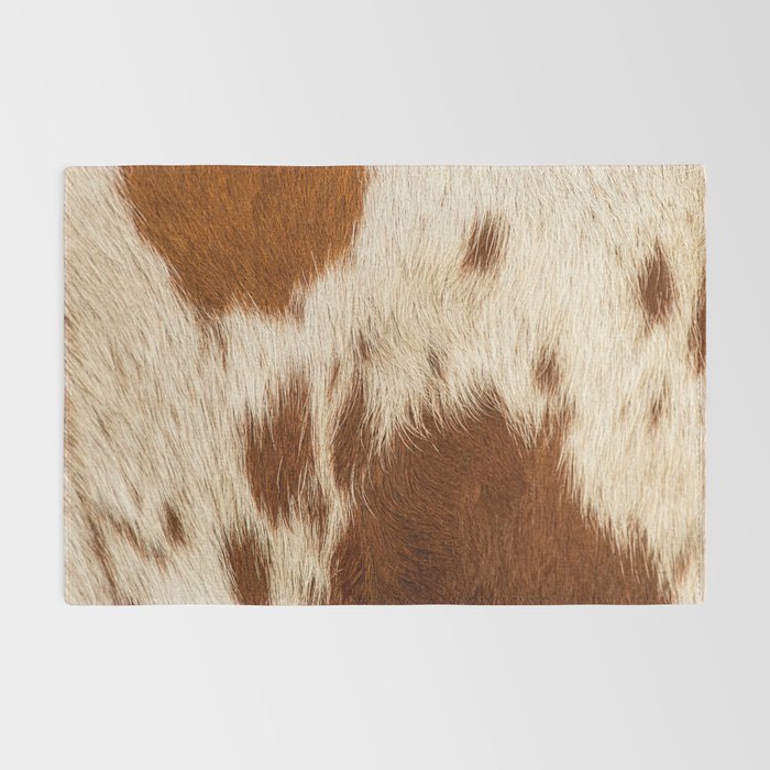 Brown Cowhide, Cow Skin Print Pattern Modern Cowhide Faux Leather Rug Gallery Image 2