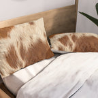 Brown Cowhide, Cow Skin Print Pattern Modern Cowhide Faux Leather Pillow Sham Gallery Image 2