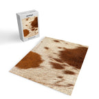 Brown Cowhide, Cow Skin Print Pattern Modern Cowhide Faux Leather Jigsaw Puzzle Gallery Image 2