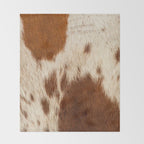 Brown Cowhide, Cow Skin Print Pattern Modern Cowhide Faux Leather Throw Blanket Gallery Image 2
