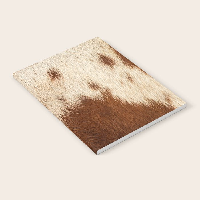 Brown Cowhide, Cow Skin Print Pattern Modern Cowhide Faux Leather Notebook Gallery Image 1