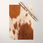 Brown Cowhide, Cow Skin Print Pattern Modern Cowhide Faux Leather Wrapping Paper Gallery Image 1