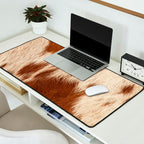 Brown Cowhide, Cow Skin Print Pattern Modern Cowhide Faux Leather Desk Mat Gallery Image 2