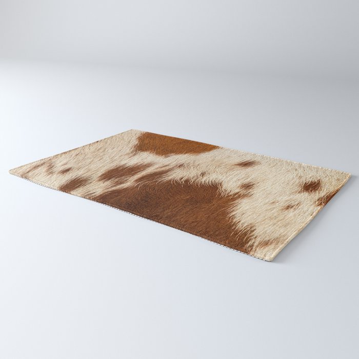 Brown Cowhide, Cow Skin Print Pattern Modern Cowhide Faux Leather Rug Gallery Image 3