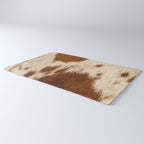 Brown Cowhide, Cow Skin Print Pattern Modern Cowhide Faux Leather Rug Gallery Image 3