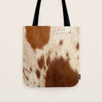 Brown Cowhide, Cow Skin Print Pattern Modern Cowhide Faux Leather Tote Bag Gallery Image 1