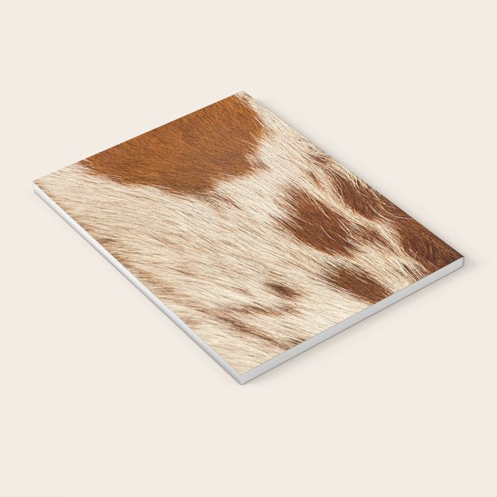 Brown Cowhide, Cow Skin Print Pattern Modern Cowhide Faux Leather Notebook Gallery Image 3