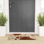 Brown Cowhide, Cow Skin Print Pattern Modern Cowhide Faux Leather Welcome Mat Gallery Image 3