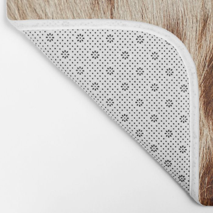 Brown Cowhide, Cow Skin Print Pattern Modern Cowhide Faux Leather Bath Mat Gallery Image 2