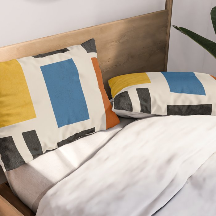 Mid Century Primary Colors Composition 2 Pillow Sham Gallery Image 2