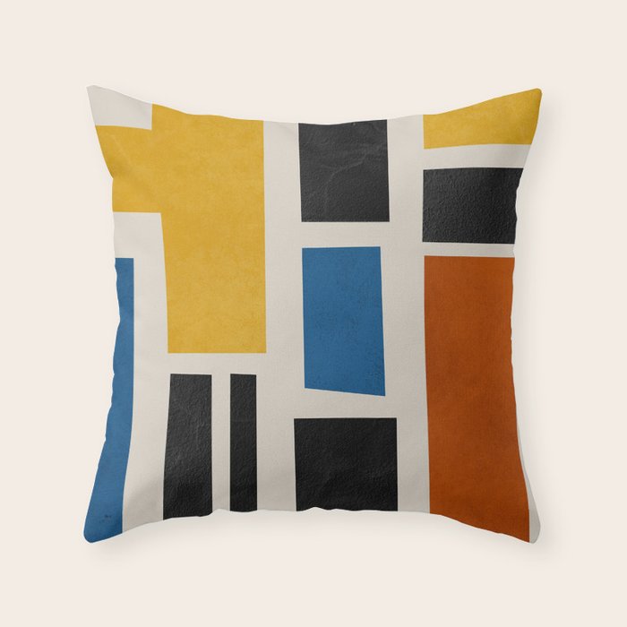 Mid Century Primary Colors Composition 2 Throw Pillow Gallery Image 1