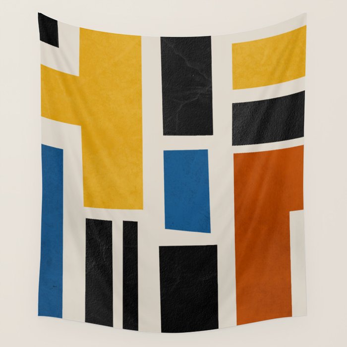Mid Century Primary Colors Composition 2 Wall Tapestry Gallery Image 4