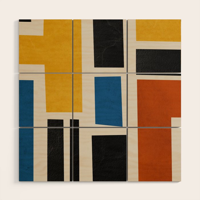 Mid Century Primary Colors Composition 2 Wood Wall Art Gallery Image 1