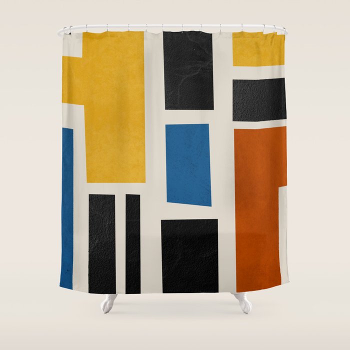 Mid Century Primary Colors Composition 2 Shower Curtain Gallery Image 1