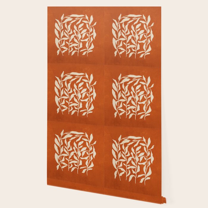 Cognac Leaves: Mid Century Terracotta Edition Wallpaper Gallery Image 2