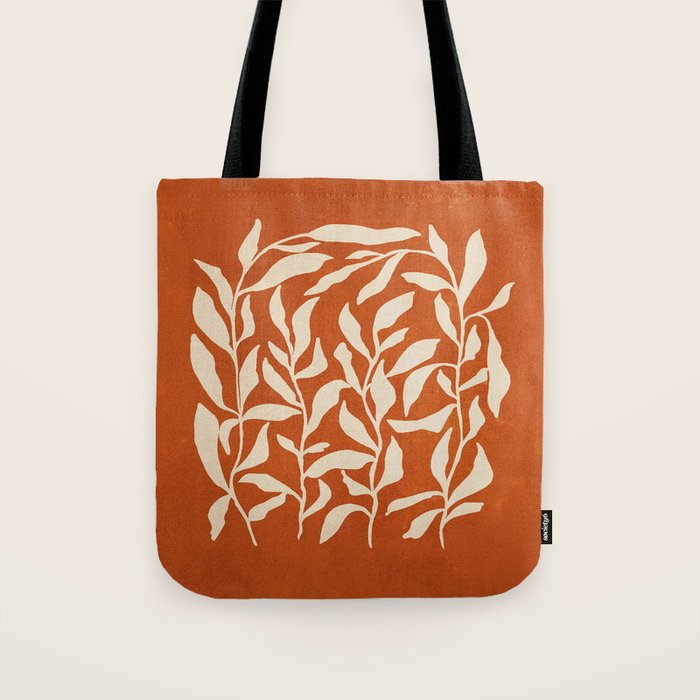Cognac Leaves: Mid Century Terracotta Edition Tote Bag Gallery Image 1