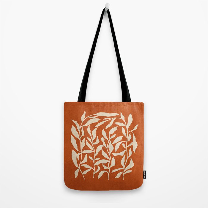 Cognac Leaves: Mid Century Terracotta Edition Tote Bag Gallery Image 2