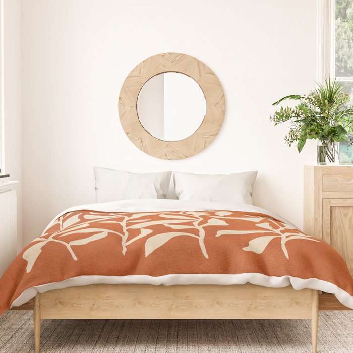 Cognac Leaves: Mid Century Terracotta Edition Duvet Cover Gallery Image 3