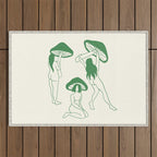 Mushroom Ladies Line Art Outdoor Rug Gallery Image 1