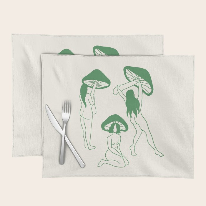 Mushroom Ladies Line Art Placemat Gallery Image 1