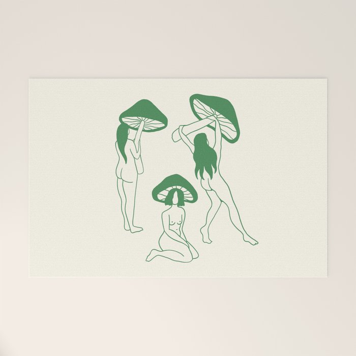Mushroom Ladies Line Art Welcome Mat Gallery Image 1