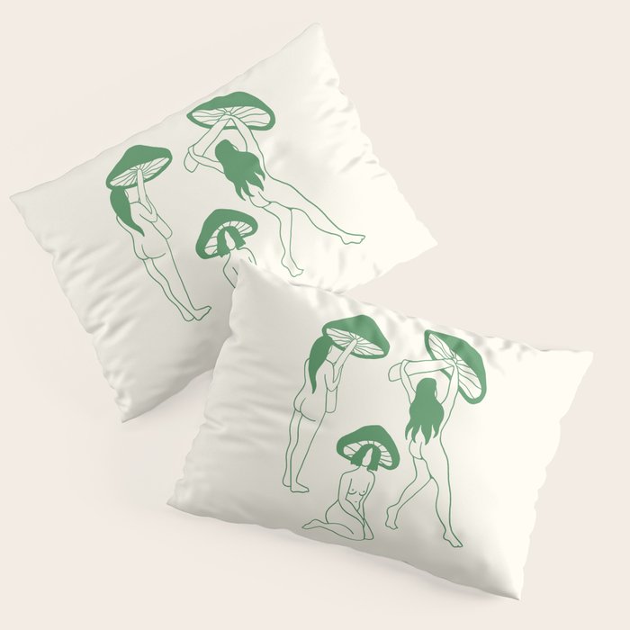 Mushroom Ladies Line Art Pillow Sham Gallery Image 3