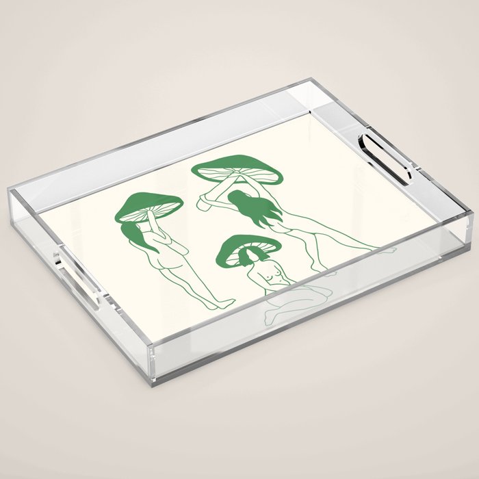 Mushroom Ladies Line Art Acrylic Tray Gallery Image 1