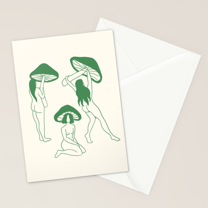Mushroom Ladies Line Art Stationery Card Gallery Image 2