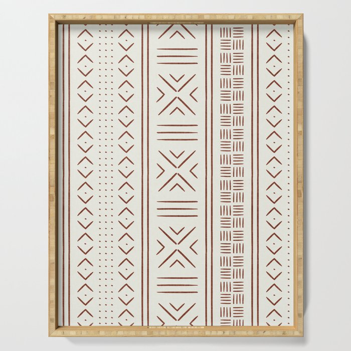rust on bone mud cloth Serving Tray Gallery Image 1