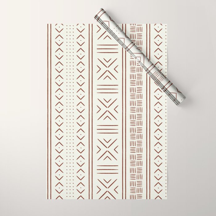 rust on bone mud cloth Wrapping Paper Gallery Image 1
