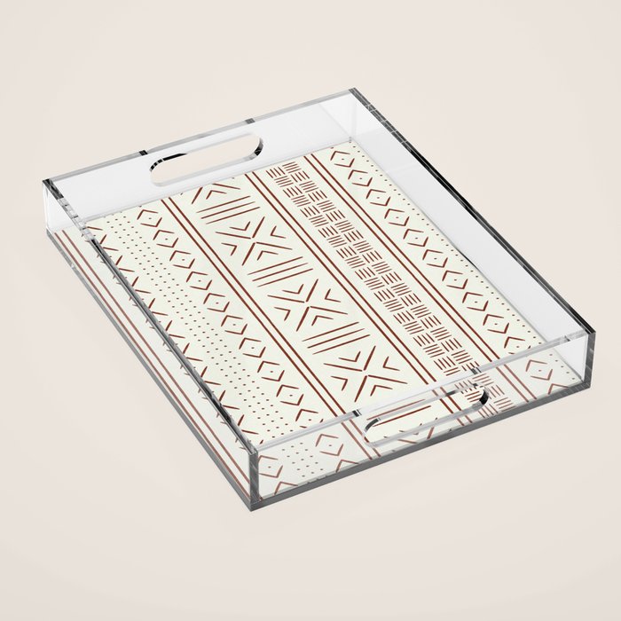 rust on bone mud cloth Acrylic Tray Gallery Image 1