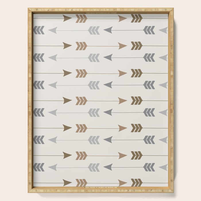 Tribal Arrows Pattern - Cream, Brown and Grey Serving Tray Gallery Image 1