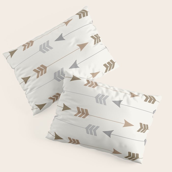 Tribal Arrows Pattern - Cream, Brown and Grey Pillow Sham Gallery Image 3