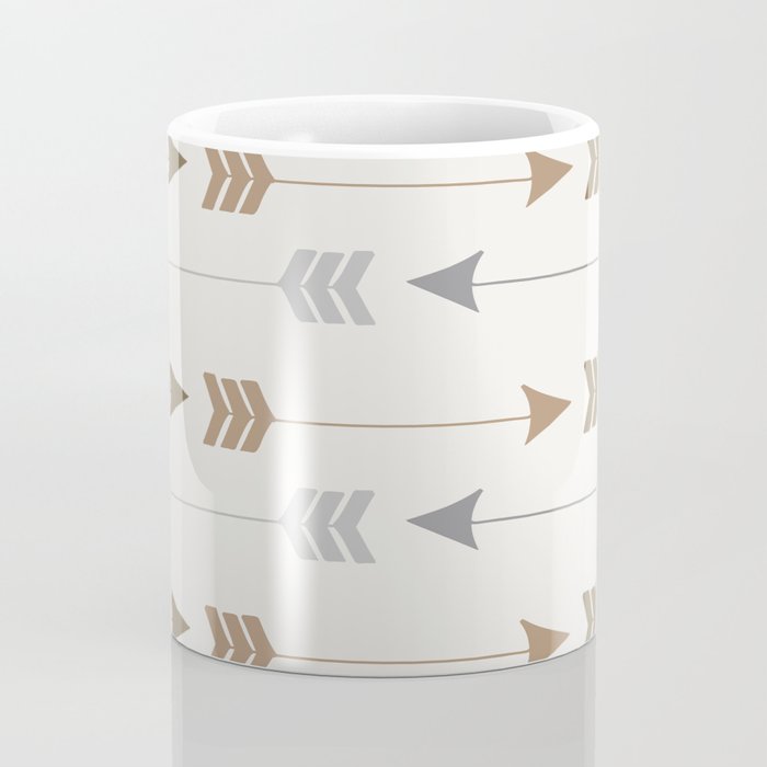 Tribal Arrows Pattern - Cream, Brown and Grey Coffee Mug Gallery Image 4