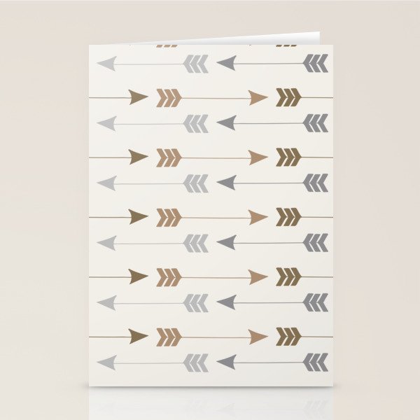 Tribal Arrows Pattern - Cream, Brown and Grey Stationery Card Gallery Image 1