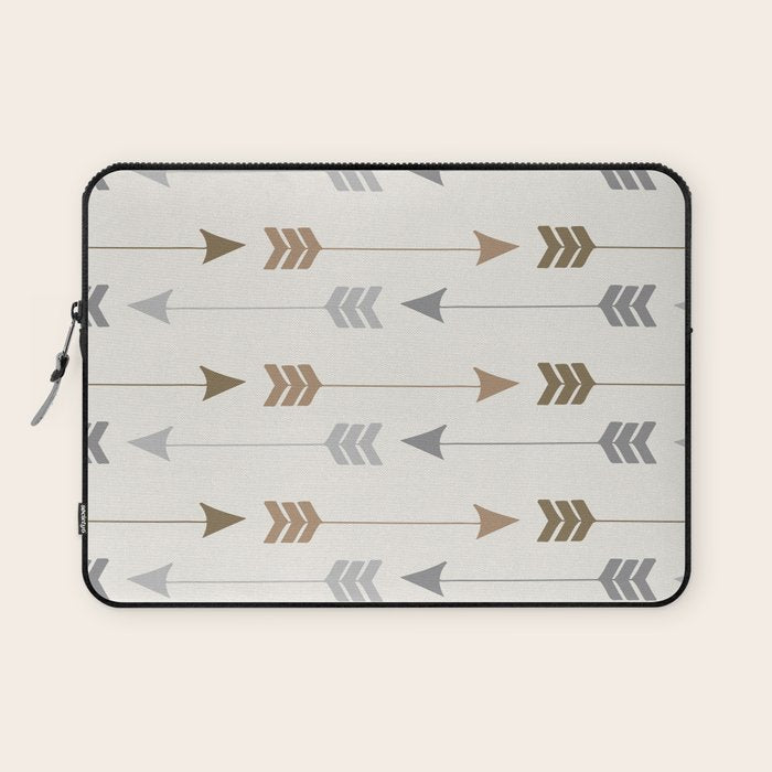 Tribal Arrows Pattern - Cream, Brown and Grey Laptop Sleeve Gallery Image 1