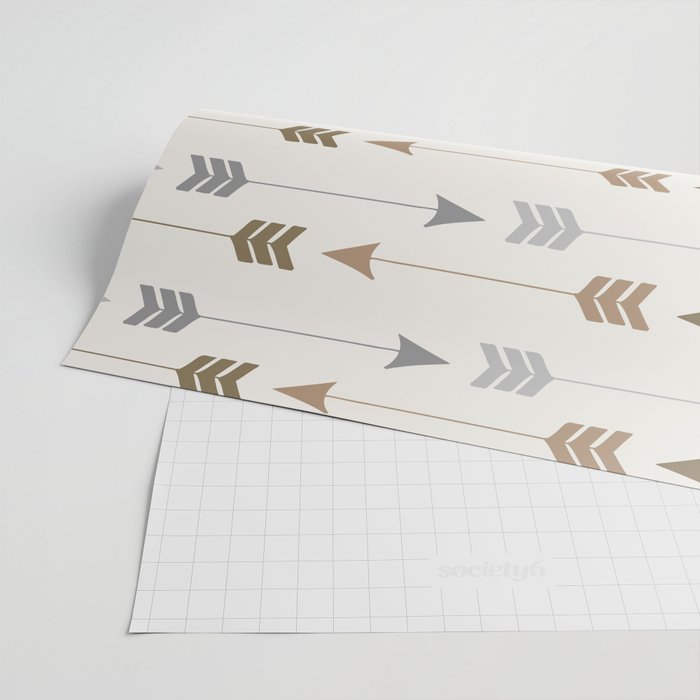 Tribal Arrows Pattern - Cream, Brown and Grey Wrapping Paper Gallery Image 2