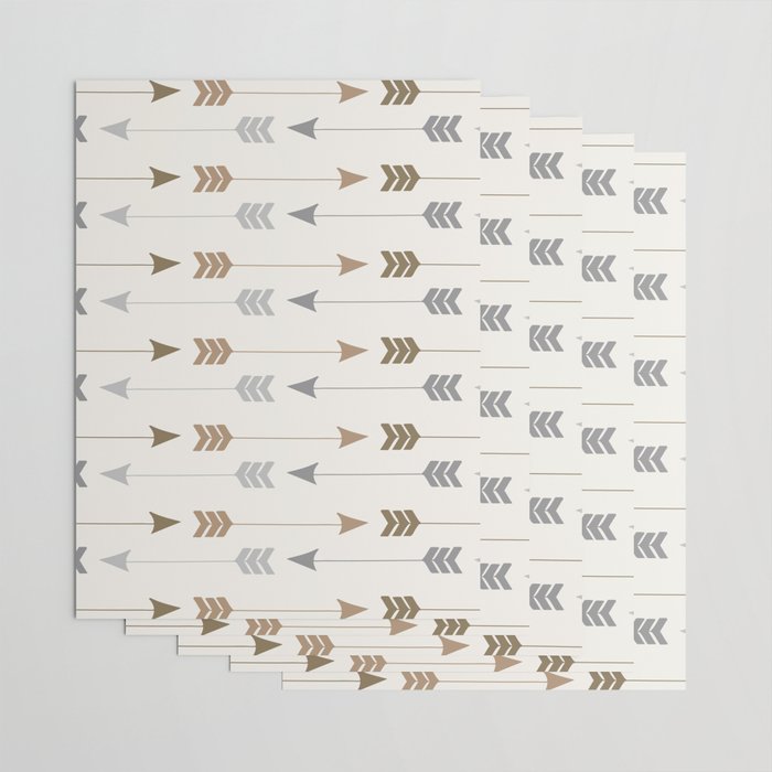 Tribal Arrows Pattern - Cream, Brown and Grey Wrapping Paper Gallery Image 3