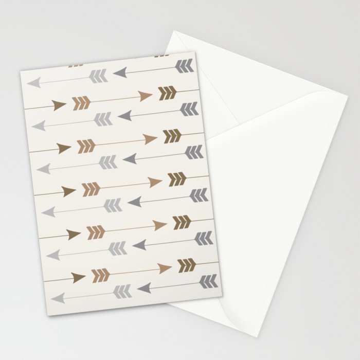 Tribal Arrows Pattern - Cream, Brown and Grey Stationery Card Gallery Image 2