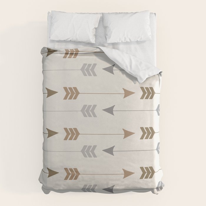 Tribal Arrows Pattern - Cream, Brown and Grey Duvet Cover Gallery Image 1