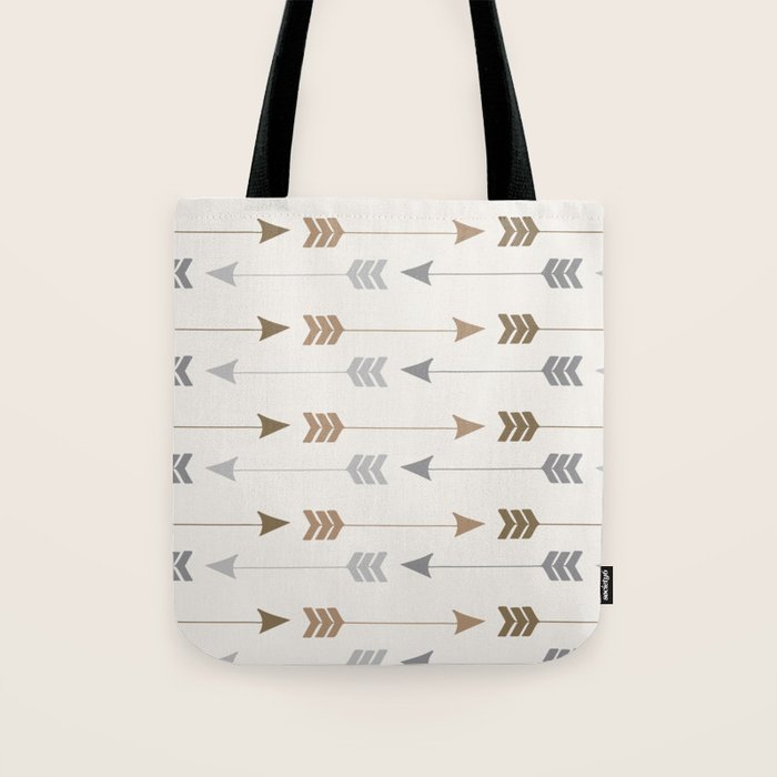 Tribal Arrows Pattern - Cream, Brown and Grey Tote Bag Gallery Image 1