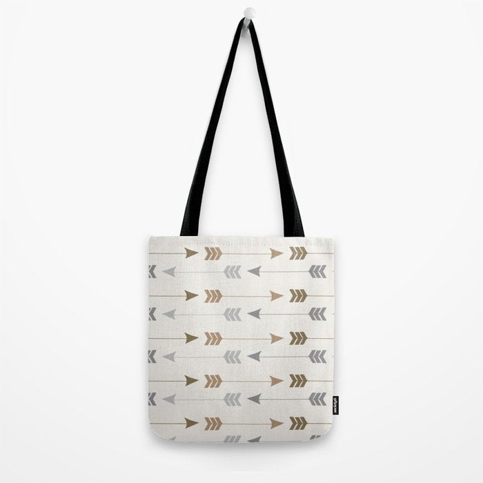 Tribal Arrows Pattern - Cream, Brown and Grey Tote Bag Gallery Image 2