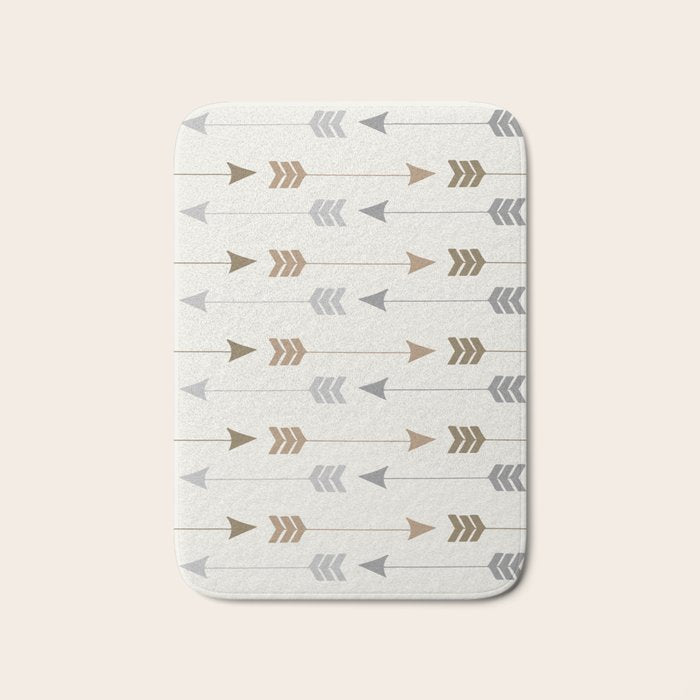 Tribal Arrows Pattern - Cream, Brown and Grey Bath Mat Gallery Image 1