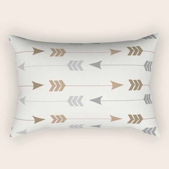 Tribal Arrows Pattern - Cream, Brown and Grey Rectangular Pillow Gallery Image 2