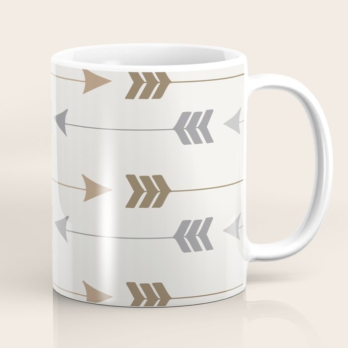Tribal Arrows Pattern - Cream, Brown and Grey Coffee Mug Gallery Image 1