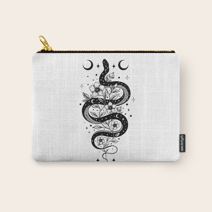 Serpent Spell -Black and White Carry All Pouch Gallery Image 1