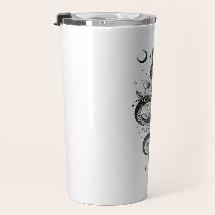 Serpent Spell -Black and White Travel Mug Gallery Image 3
