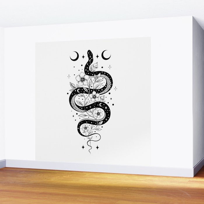 Serpent Spell -Black and White Wall Mural Gallery Image 2