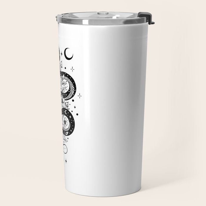 Serpent Spell -Black and White Travel Mug Gallery Image 2